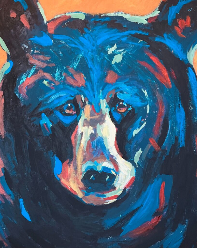 black bear acrylic face portrait by BC artist