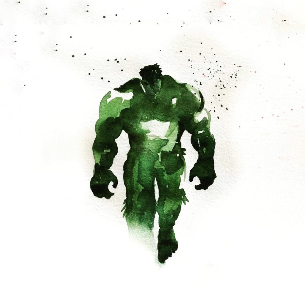 Incredible hulk watercolor sketch by BC artist