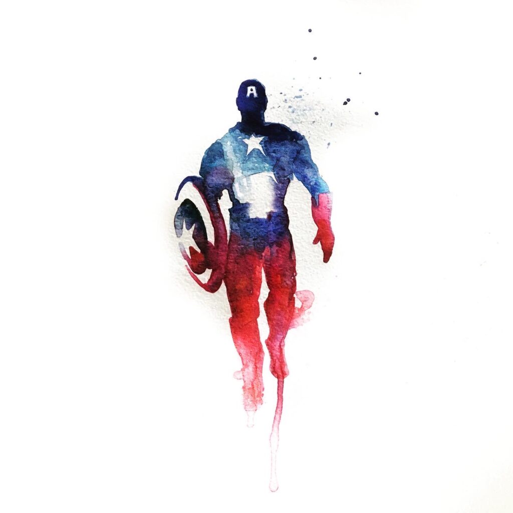 Captain America watercolor sketch by BC artist