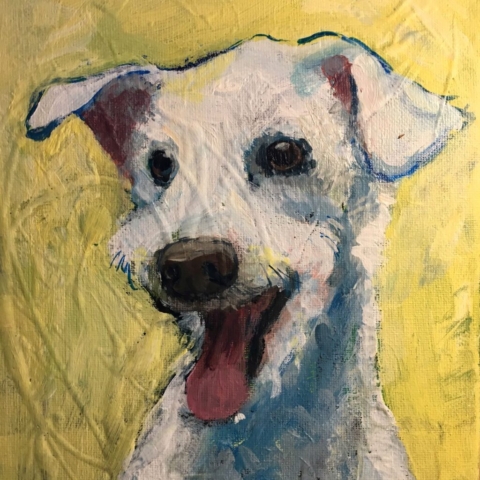 terrier dog acrylic portrait by BC artist Wendy Tsao