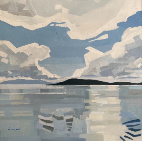 modern acrylic seascape Georgia Strait by BC artist