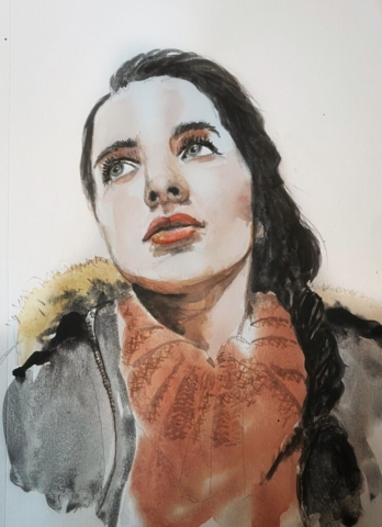 female watercolor portrait by BC artist