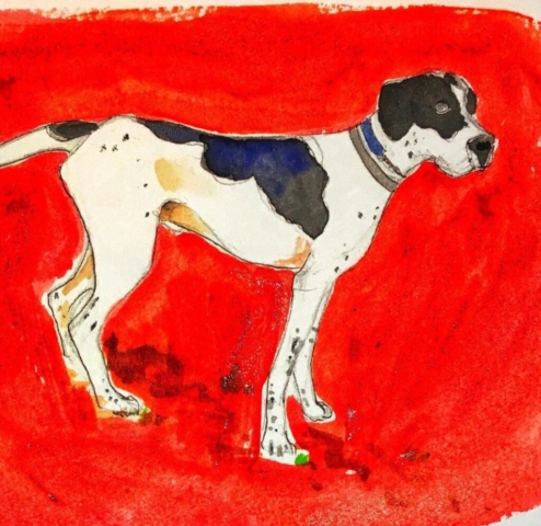 great dane mix dog watercolor by BC artist Wendy Tsao